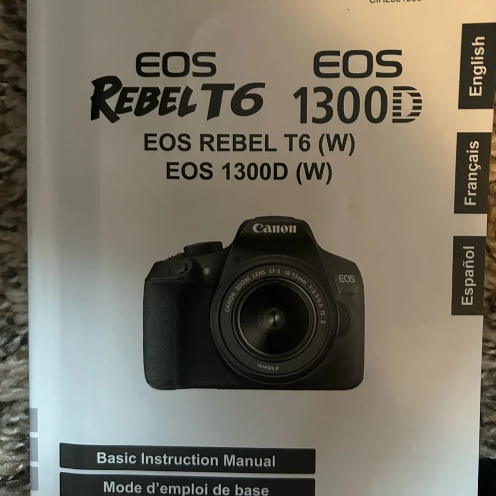 New Canon EOS 1300D Rebel T6 DSLR Camera with Black and Gray Accents